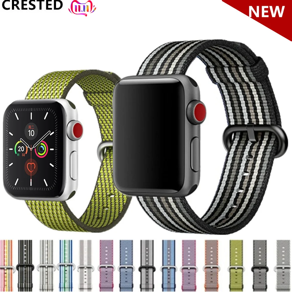 Ремешок Nato для apple watch, ремешок для apple watch 5, 4, 3, ремешок 44 мм, 40 мм, iwatch, ремешок 42 мм, 38 мм, плетеный нейлоновый браслет pulseira correa