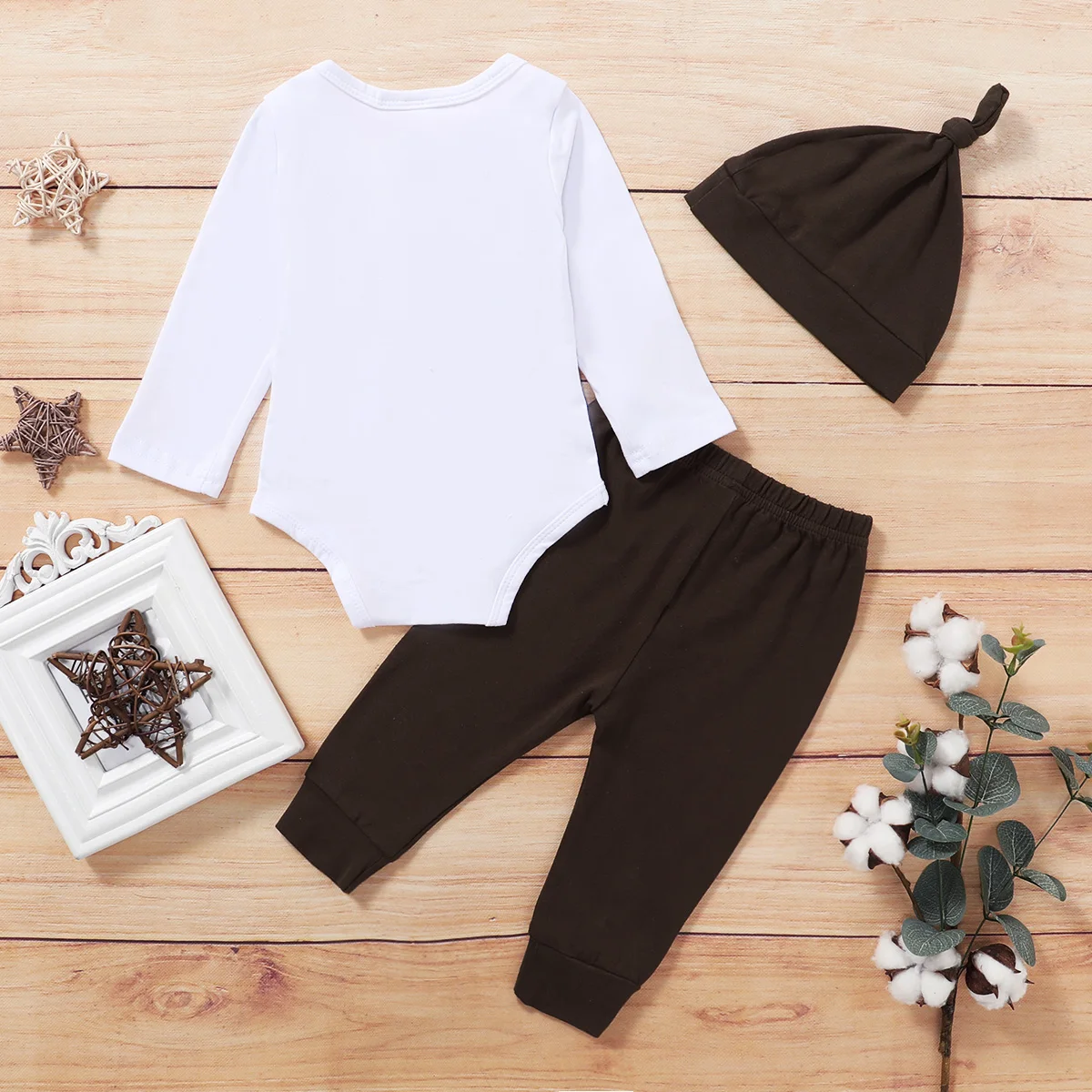 Комплект детской одежды из 3 предметов с цветочным принтом комбинезон длинными