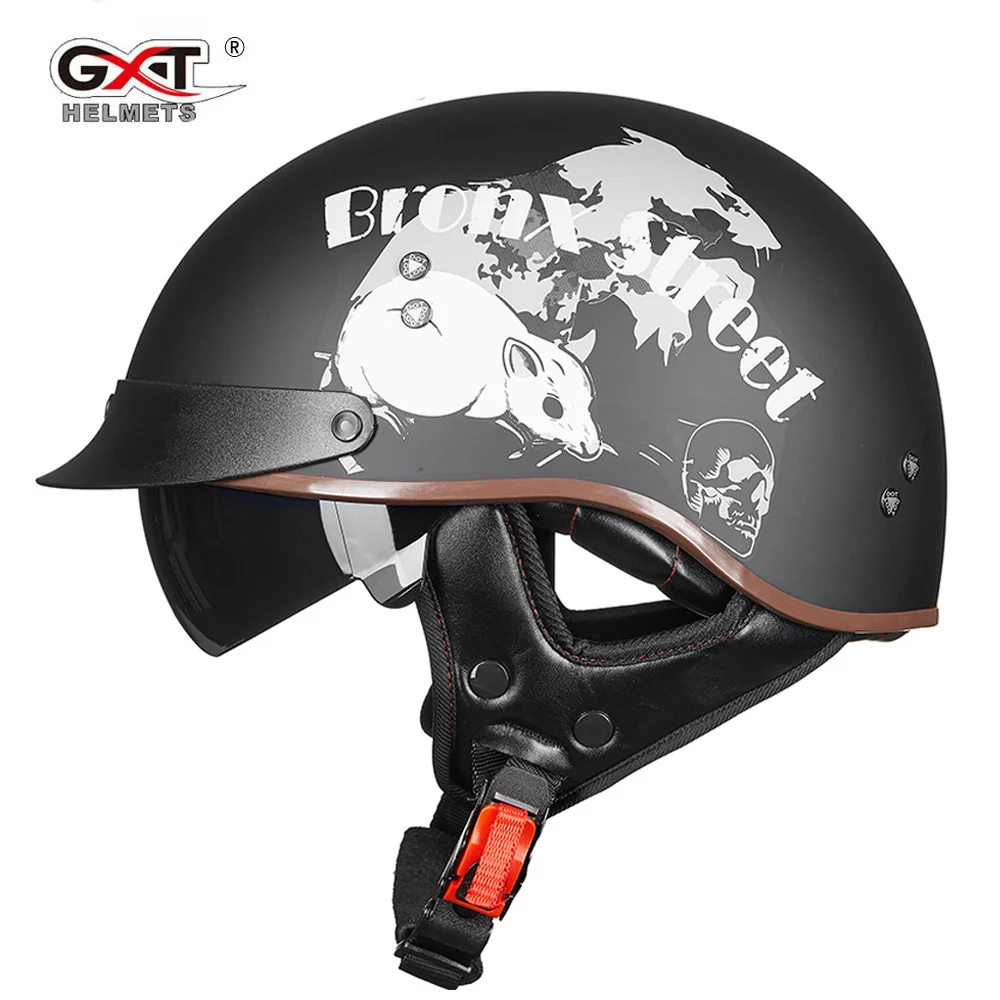 

Винтажный мотоциклетный шлем в стиле ретро для мужчин, мотоциклетный шлем с открытым лицом для скутера, мотоциклетного гоночного шлема с се...