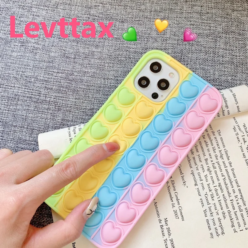 

3D Soft Fidget Toys Reliver Stress Case for iPhone 12 11 Pro Max Mini SE20 Push It Bubble Cover For iphone X Xs Xr 6 6s 7 8 Plus