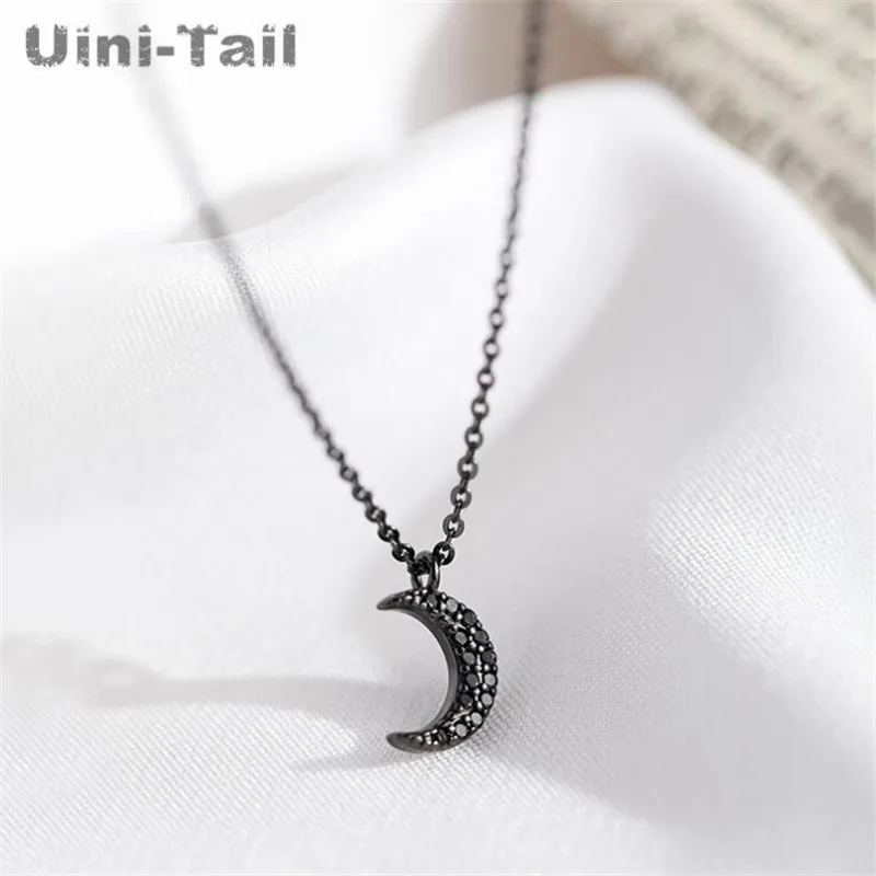 Uini Tail хит новинка серебро 925 пробы черная луна ожерелье тренд крутой ветер