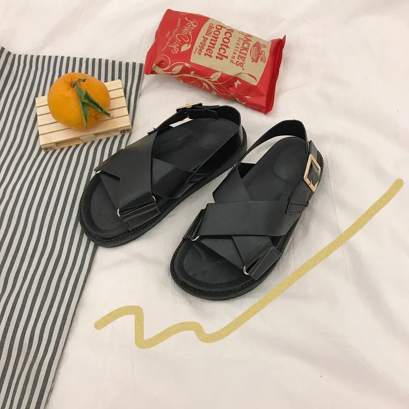 Сетчатые красные женские сандалии сезон лето Новинка 2019 года Корейская версия