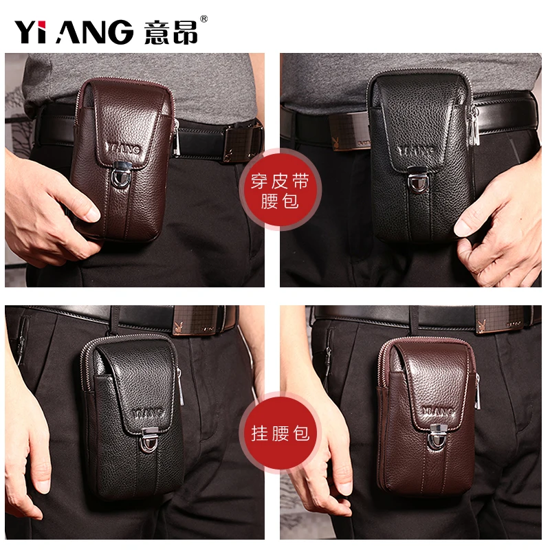 Мужская сумка из натуральной мягкой кожи с карманом для мобильного телефона