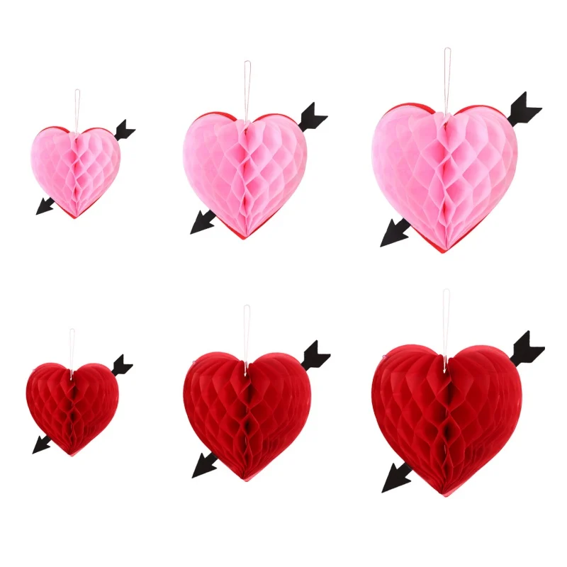 Шарик в форме сердца с Сотами украшения на День святого Валентина бумажные сотовые шарики фонари подвесное