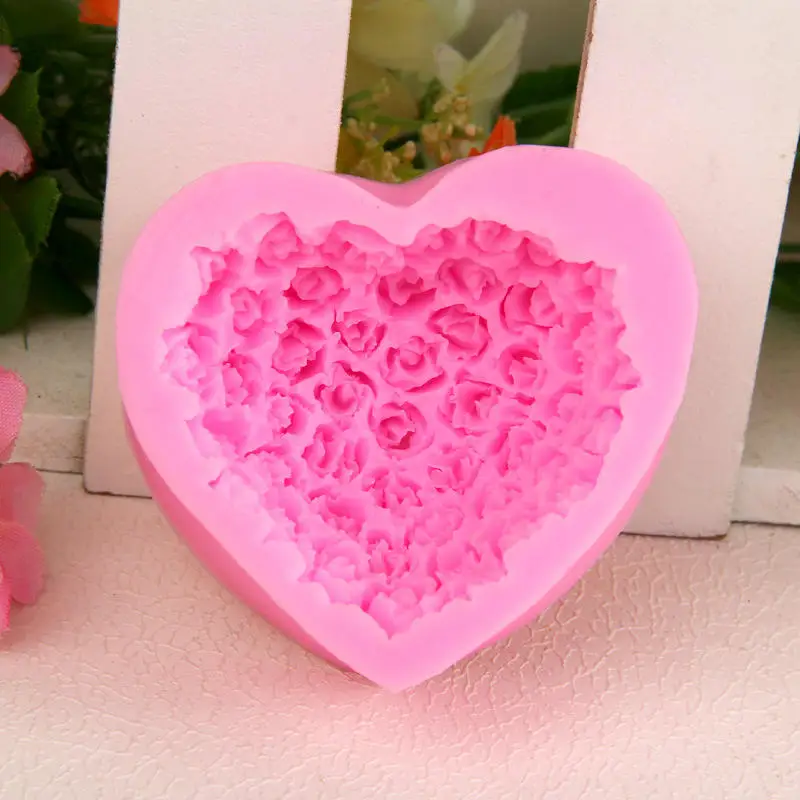 В форме сердца Роза Силиконовые DIY помадные формы для шоколадного торта