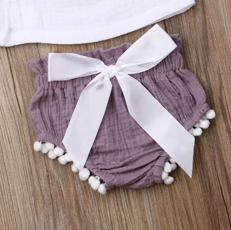 Комплект из 3 предметов для маленьких девочек одежда с кисточками Платье