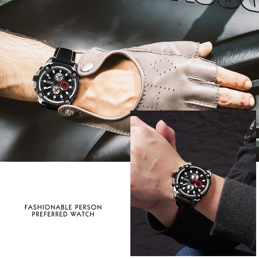 Часы наручные MEGIR мужские с хронографом Брендовые спортивные армейские