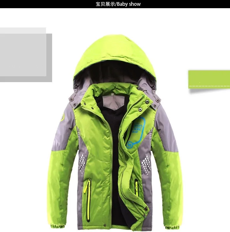 Зимнее утепленное Детское пальто Детская одежда двухслойные ветрозащитные куртки для мальчиков и девочек верхняя одежда для детей от 3 до 14 лет