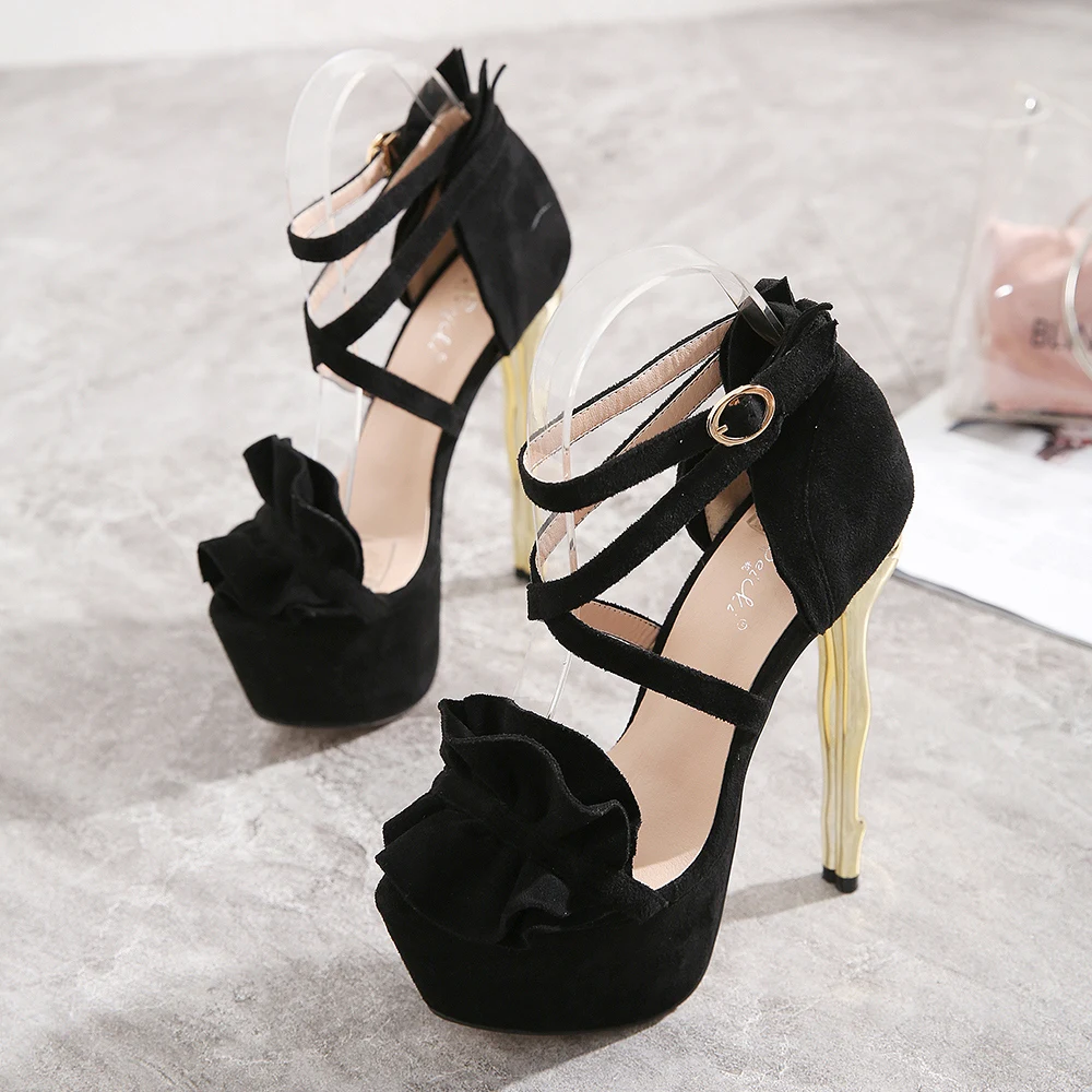 2020 г. Новые летние женские Роскошные замшевые сандалии на высоком каблуке 15 см