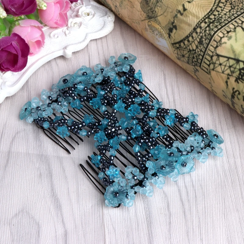 

Fashion Magic Beads Elasticity Double Hair Comb Clip Stretchy Women Accessories