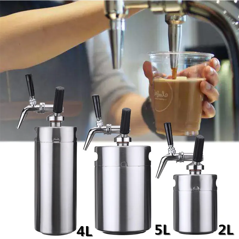 Эффективный 2L/4L/5L Nitro кофеварка для холодного заваривания, мини бочонок из нержавеющей стали, домашняя система для приготовления кофе, набор, плита, Кофеварка