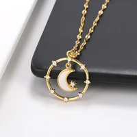 fashion light of stars moon necklace charm delicate clavicle stars rhinestone stainless steel chain necklaces for women jewelry