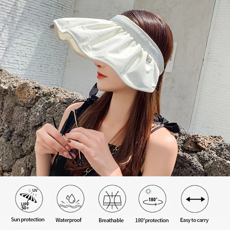 

Summer Shell Hat Women Girls Breathable Sunscreen Visors Cap UV Protection Wide Brim Sun Hat Foldable Shade Cap Beach Outdoor