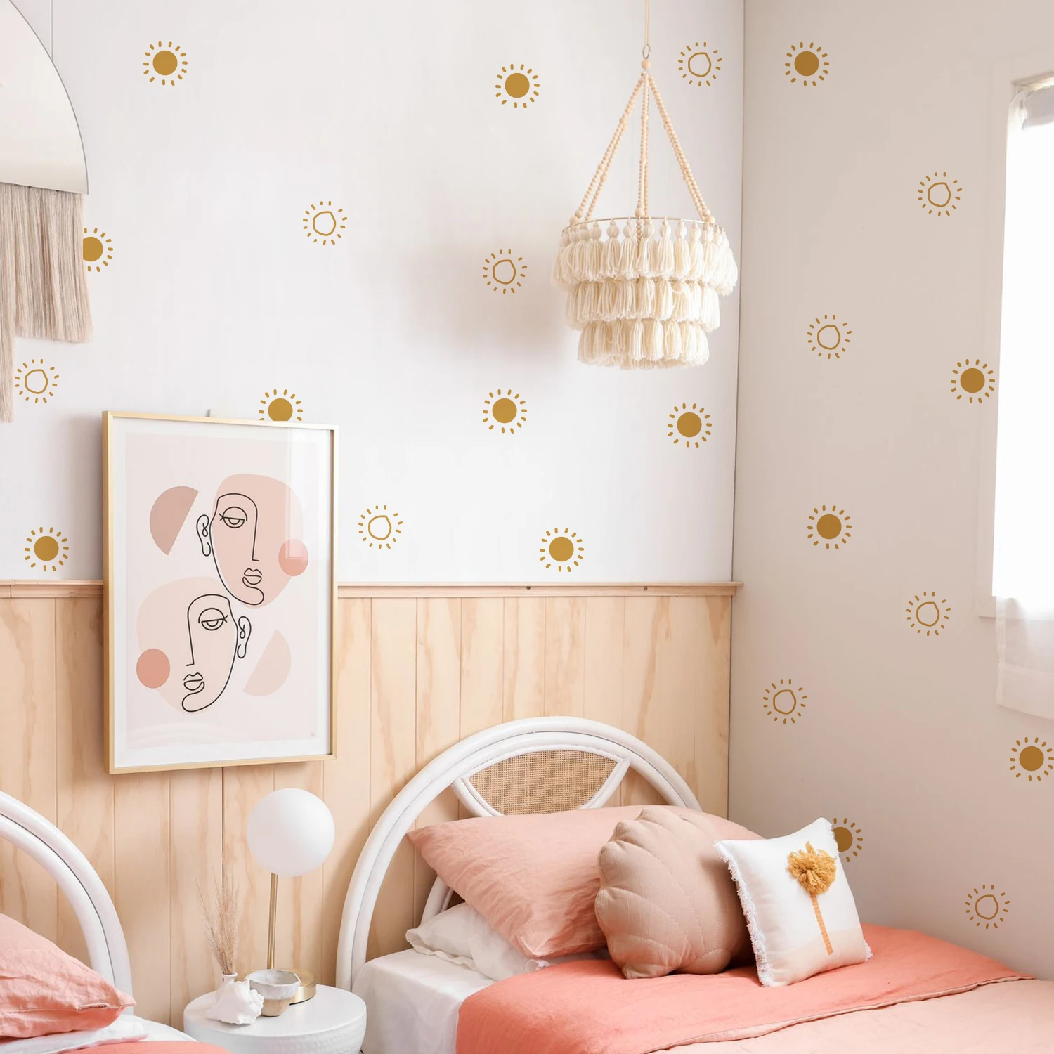 

Cartoon Boho Sunshine Wall Stickers for Kids Room Baby Room Decoration Home Modern Interior Decor Kindergarten Wall Decals