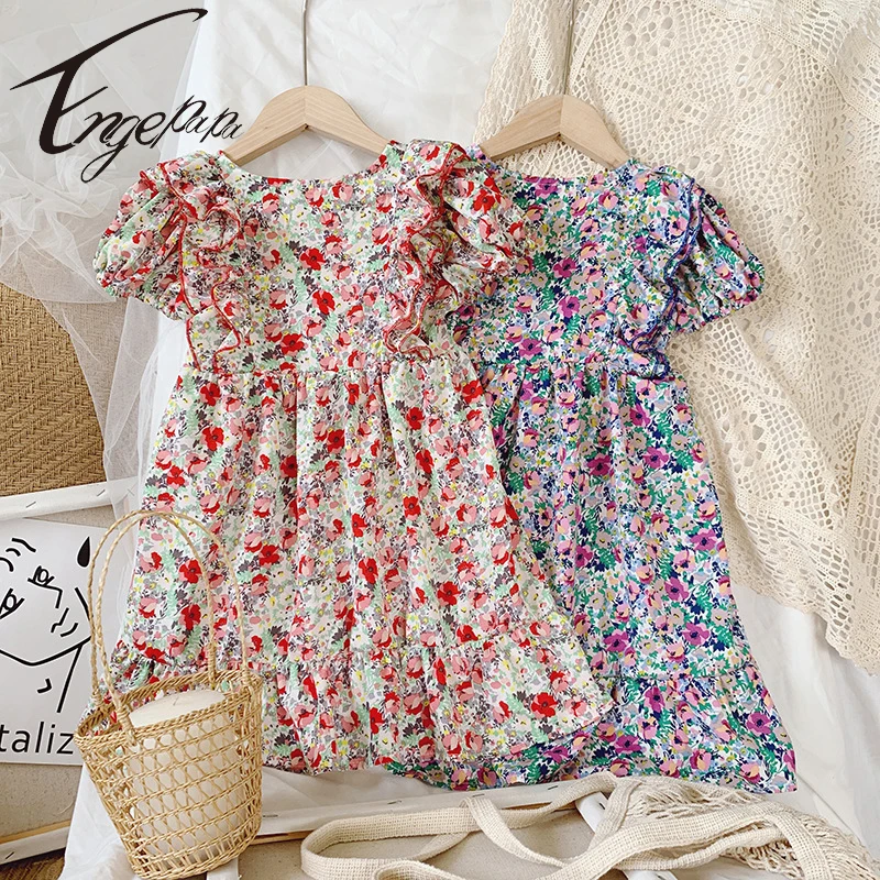 

Платье для маленьких девочек, зеленое Цветочное платье-рубашка для девочек, хлопковое весеннее платье с длинными рукавами для новорожденны...