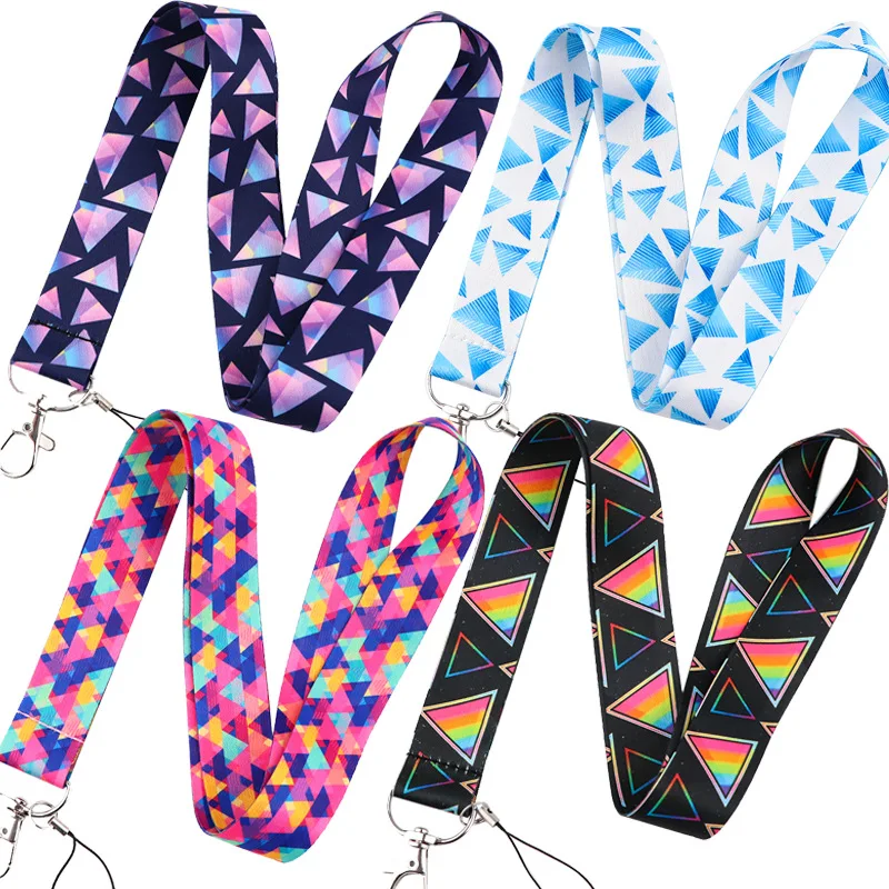 

C997 Colorful Triangle Painting Art Key Chain Lanyard Neck Strap For Phone Keys ID Card Creative Lanyards Accessories
