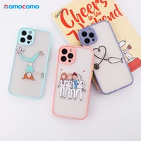 cartoons nurse doctor camera lend protection phone case for iphone 11 12 pro max xr xs x 8 7 plus matte shockproof phone coque