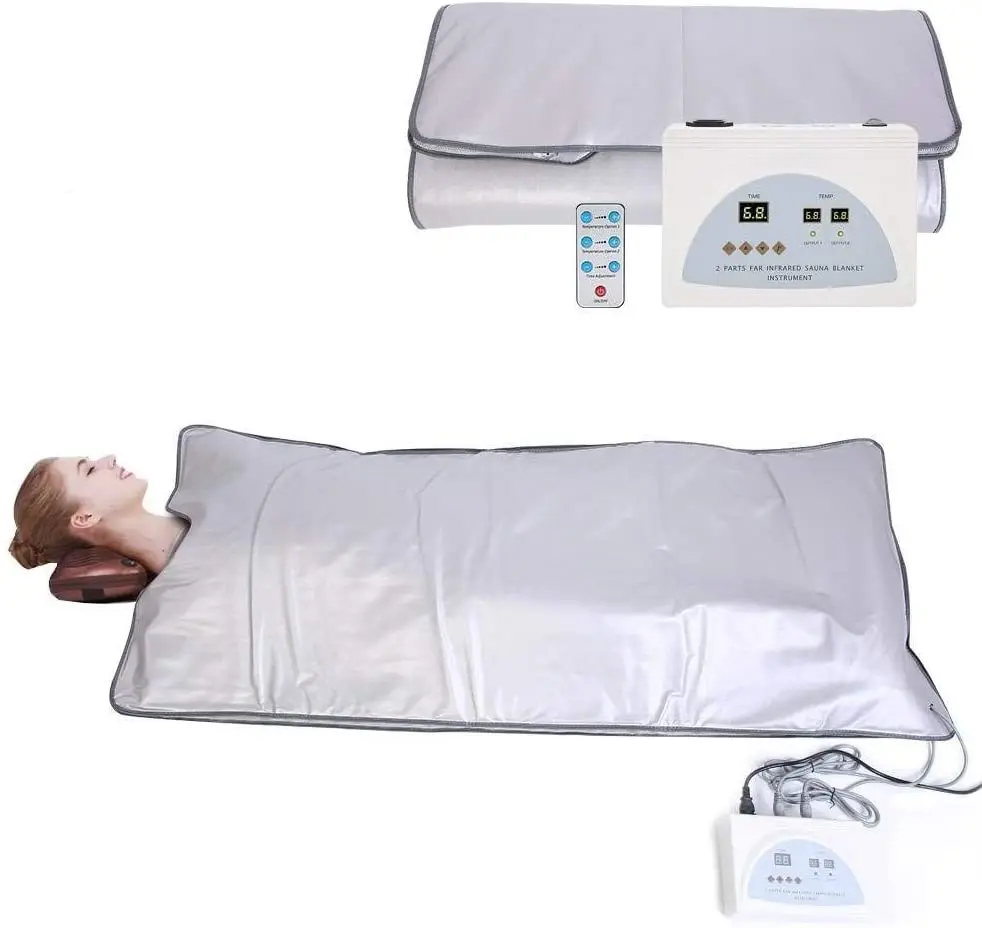 

110V-240V Sauna Blanket 2 Zone Infrared Sauna Blanket Slimming Detox Therapy Waterproof PVC Romote Control Heating Blanket