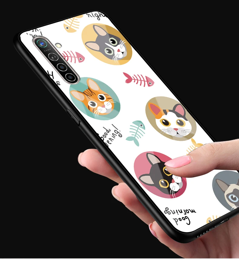 Для OPPO Realme X2 чехол 6,4 ''модный стеклянный Жесткий Чехол для задней панели телефона чехол s для OPPO Realme XT силиконовый бампер