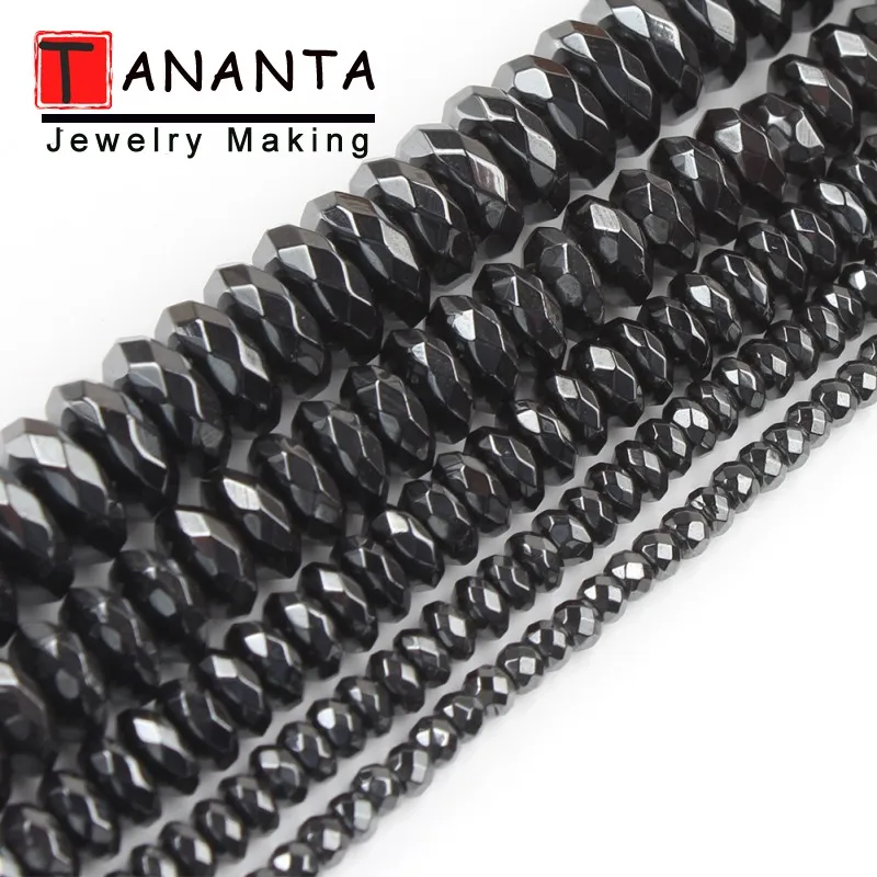 

Faceted Round Black Natural Hematite Stone Flat Spacer Beads For Jewelry Making Diy Charm Bracelet Necklace 3 4 6 8 10mm 15 Inch