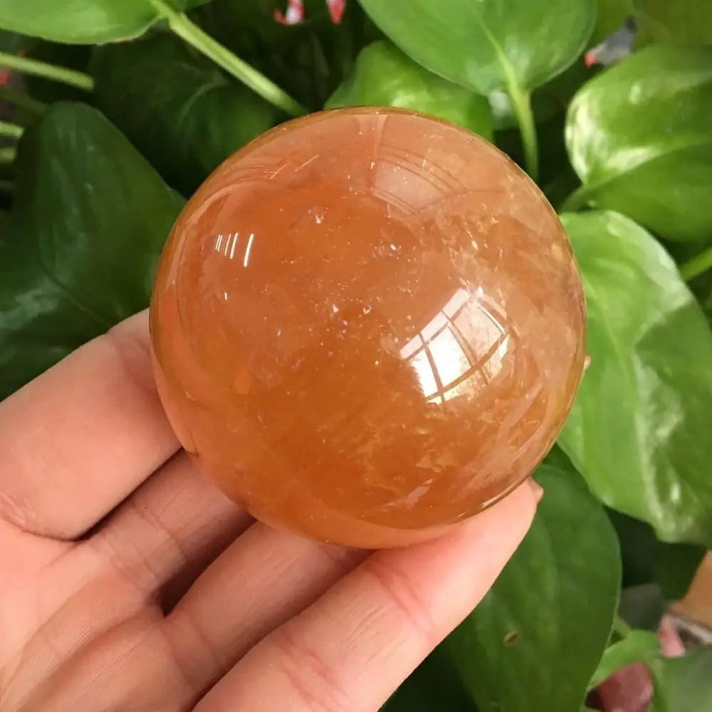 Оптовая продажа натуральный желтый Lceland SPAR хрустальный шар фэн шуй кулон