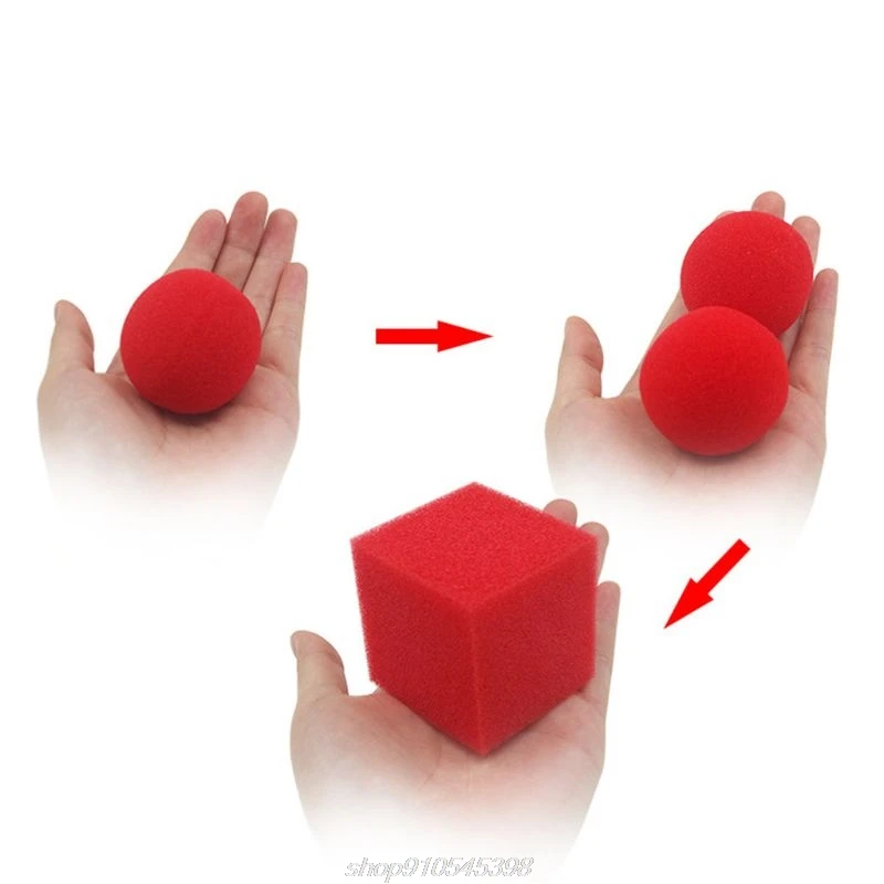 

1Block 2 Sponge Balls Magic Props Close Up Street Classical Illusion Magic Tricks D23 20 Dropshipping