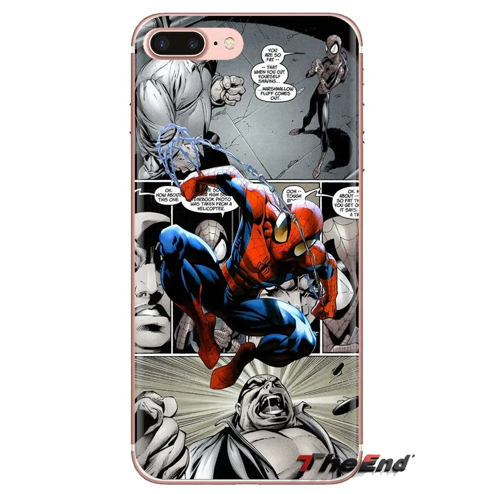 Комиксы Человек-паук Мстители для iPhone XS Max XR X 4 4S 5 5S 5C SE 6 6S 7 8 плюс samsung Galaxy J1 J3 J5 J7 A3 A5