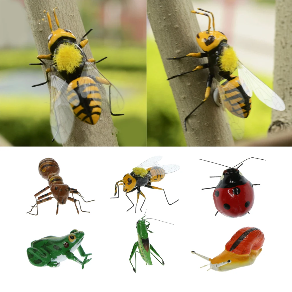 

6 Types Grassland Lifelike Insect Ornament Fridge Magnet Vivid Clay Figurine