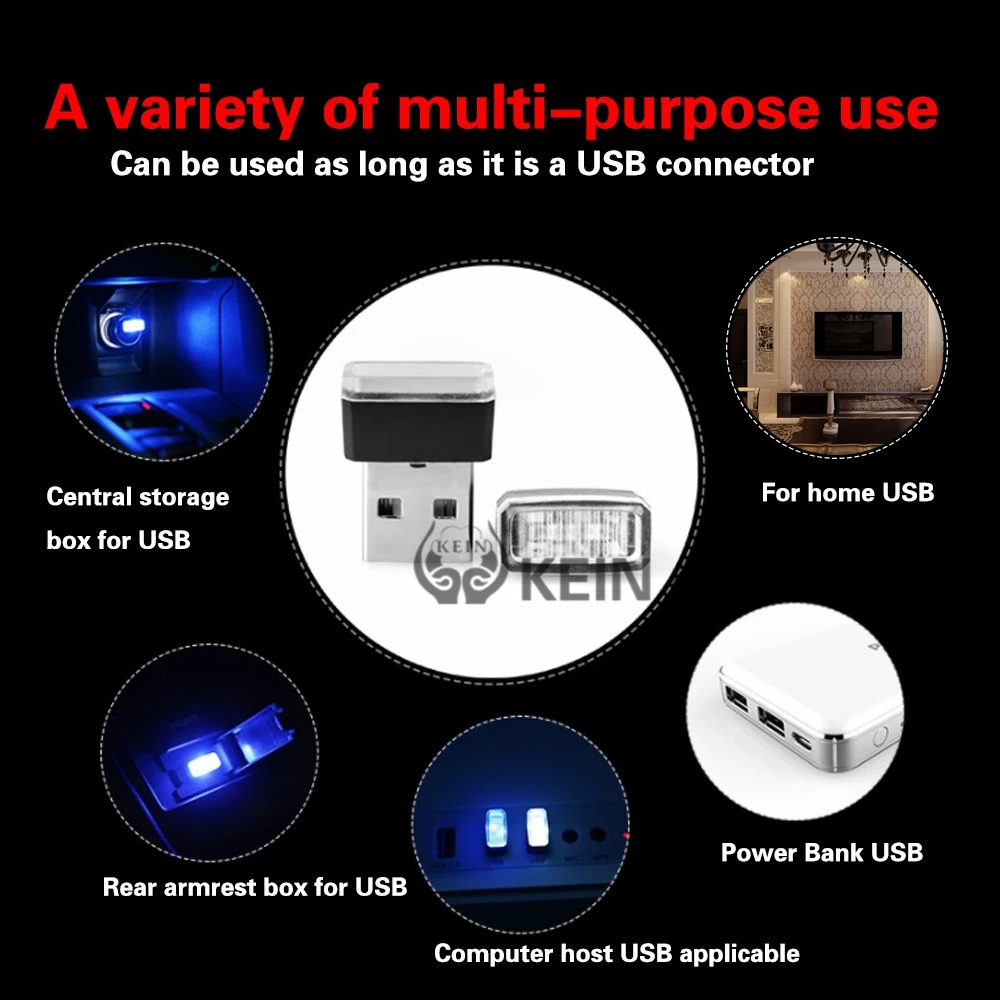 KEIN 1 шт. USB мини-атмосфера светодиодный светильник лампы Интерьер автомобиля Usb