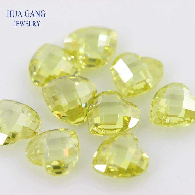 

Olive Heart Shape Cubic Zirconia Double Checkboard Loose CZ Stone Synthetic Gems Beads For Jewelry 3x3-10x10mm