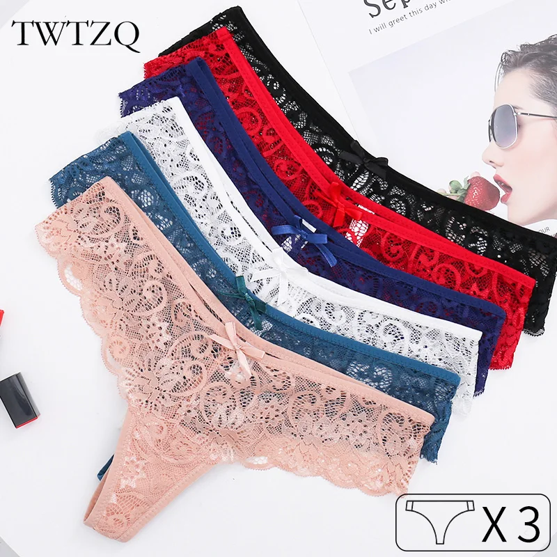 

3Pcs Sexy Panties For Women G String Lace Girls Briefs T Back Underwear Seamless Bowknot Lady Thong High Quality Underpants