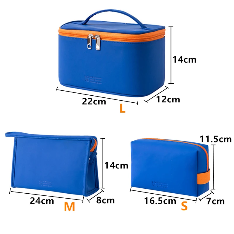 1Pcs Women Candy Color PU Cosmetic Bags High Capacity Make Up Storage Bag Zipper Travel Organizer Makeup Bag Waterproof Wash Bag