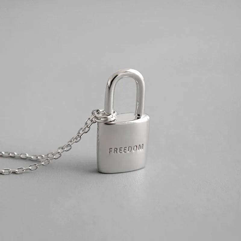 EDS Women Necklace Silver 925 Jewelry Sterling Pendant Chain Korean Necklaces Lock | Украшения и аксессуары