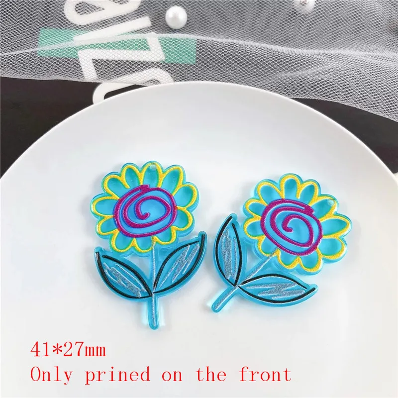 Летний стиль 40 шт./лот рельефный эффект узор Мультяшные Цветы Форма Акриловая