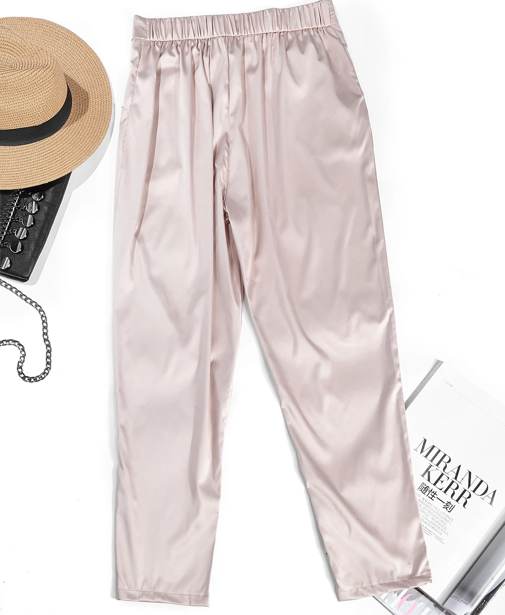 Женские брюки 2020 атласное шелковое платье повседневные плиссированные шаровары