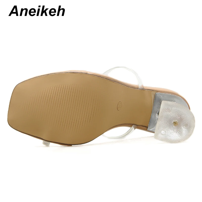 Aneikeh/ г.; модные босоножки из пвх; прозрачные женские босоножки на высоком каблуке с открытым носком; шлепанцы; Туфли-лодочки; 9,5 см; большой размер 41, 42
