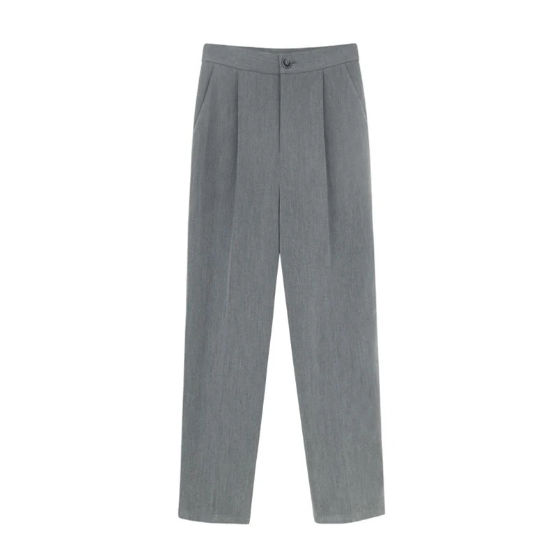 

Korean Style Women Suit Pants Spring Office Lady Long Trousers Casual Loose Solid High Waist Wide Leg Pants Vestodo Female