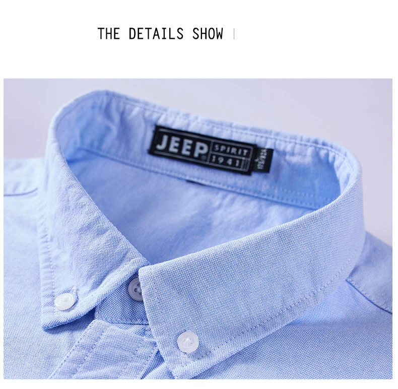 Бренд JEEP SPIRIT, осенняя мужская рубашка, Повседневная, с длинным рукавом, чистый хлопок, мужские рубашки, сплошной цвет, отложной воротник, M-4XL, мужская рубашка