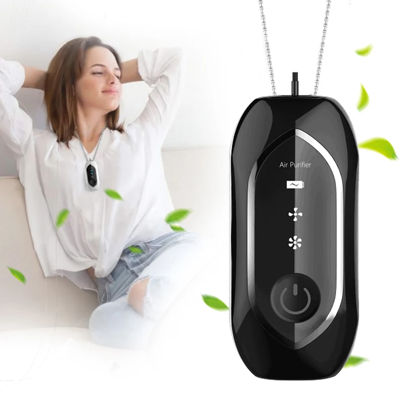 

2 Pcs Mini Hanging Neck Air Purifiers, Stylish Personal Wearable Portable Necklace Air Purifier Negative Ion Generator