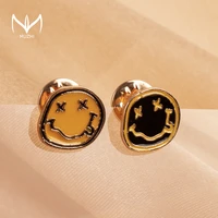 muzhi enamel metal smiley face brooch pin for women black yellow cute smile pins men team badge brooch jewelry accessories gifts