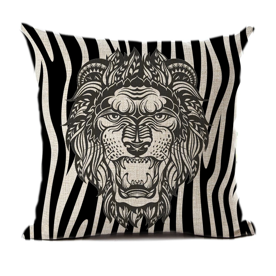 Tiger Throw Pillowcase 45x45cm Striped Geometric Background Pattern Decoration Zebra Red/black Yellow Car Sofa Cushion Cover | Дом и сад
