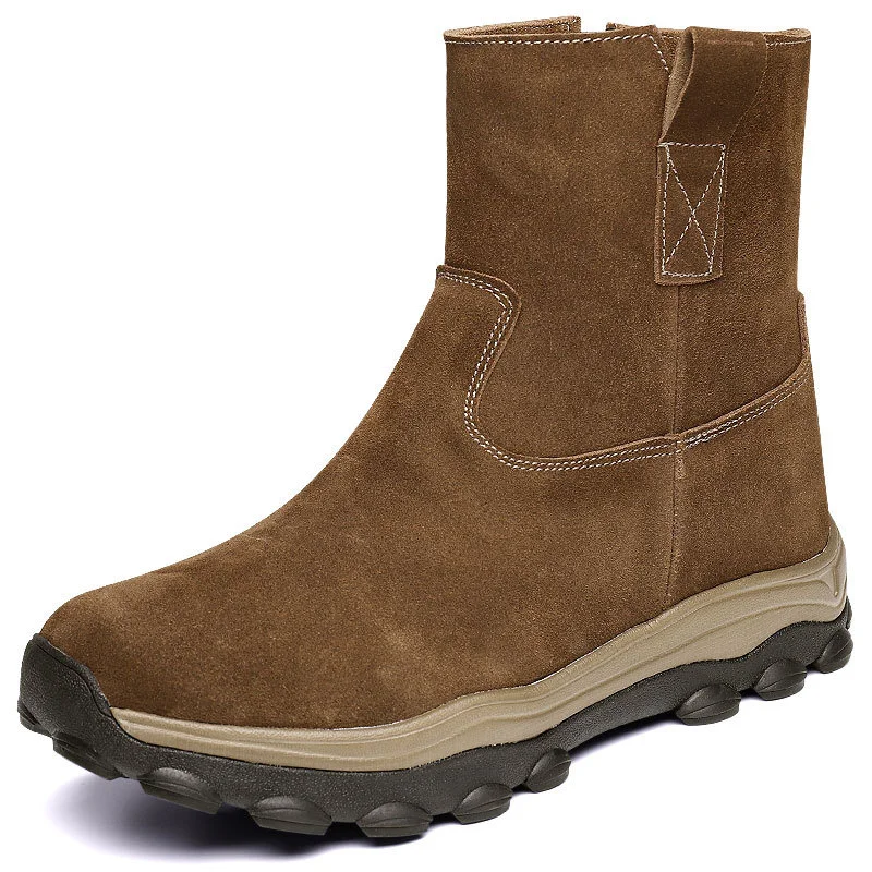 Мужские зимние ботинки из натуральной кожи на толстом меху Мужская зимняя обувь