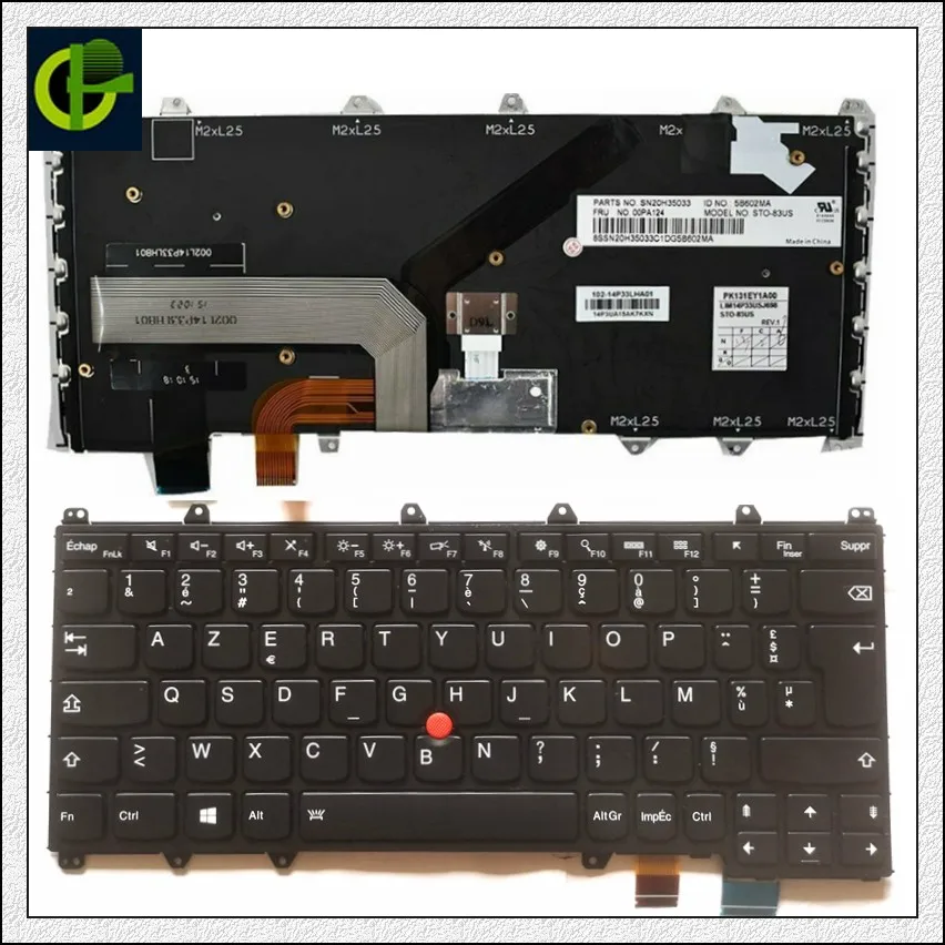 

French Backlit Azerty keyboard for LENOVO ThinkPad Yoga 260 370 X380 Yoga / Yoga S1 4TH 01HW575 01HW615 01HX100 01HW655 FR