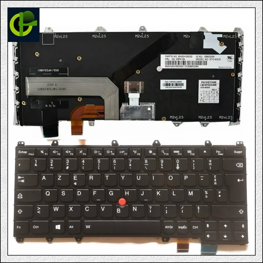 Клавиатура Azerty с французской подсветкой для LENOVO ThinkPad Yoga 260 370 X380 / S1 4TH 01HW575 hw01615 01HX100