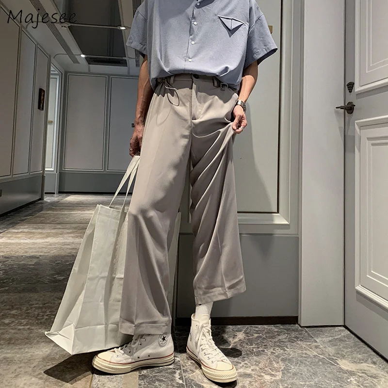

Oversized M-3XL Loose Straight Pants Men Solid Loose All-match Simple Summer Fashion Harajuku Streetwear Teens Handsome Chic New