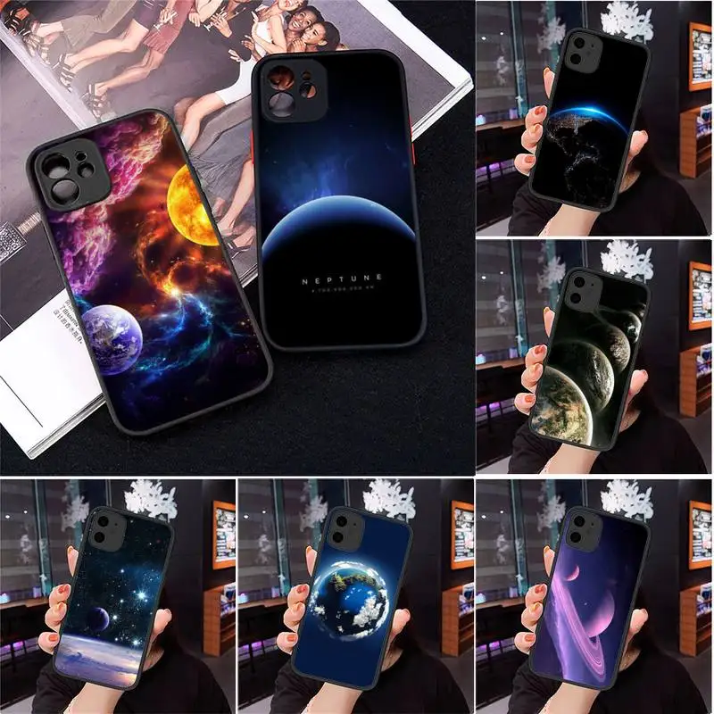 

Space moon earth mars Phone Case Matte Transparent for iPhone 7 8 11 12 s mini pro X XS XR MAX Plus cover funda