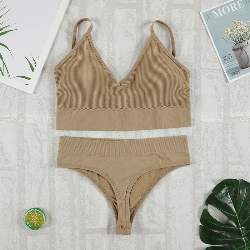 Комплект женского нижнего белья с бюстгальтером CHRLEISURE пикантные трусики стринги