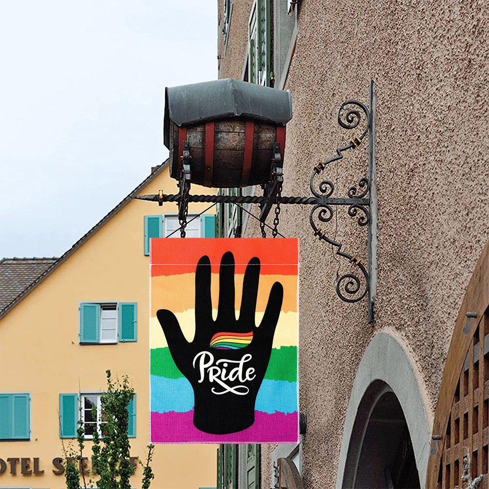 Радужный Садовый флаг для гомосексуалистов двусторонний льняной вертикальный