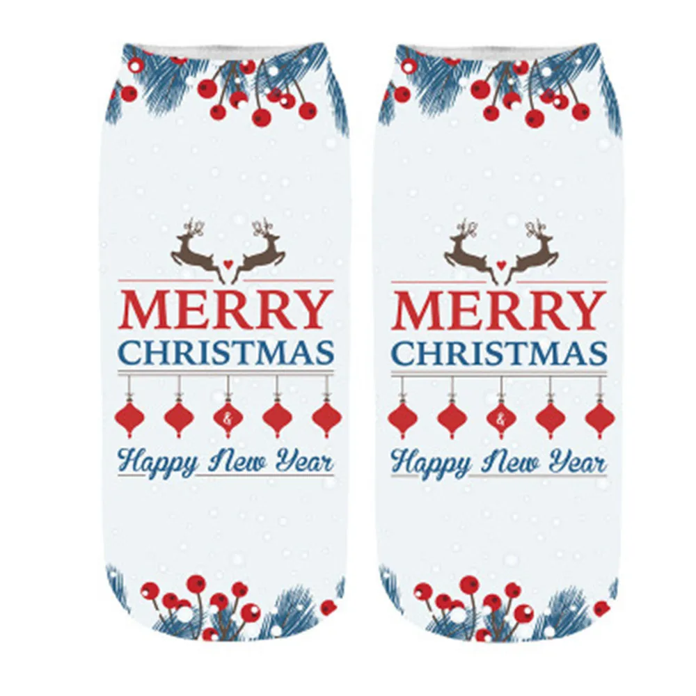 Рождественские носки для женщин и мужчин забавные с принтом лося со снежинками