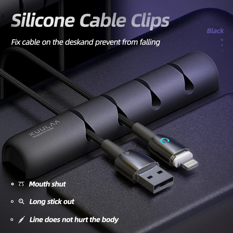 KUULAA Cable Organizer Silicone USB Winder Desktop Tidy Management Clips Holder for Mouse Headphone Wire | Мобильные телефоны и